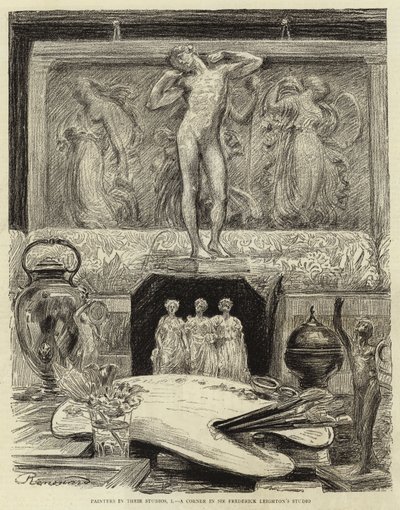 スタジオの画家、私、フレデリックレイトン卿のスタジオのコーナー 作： Charles Paul Renouard